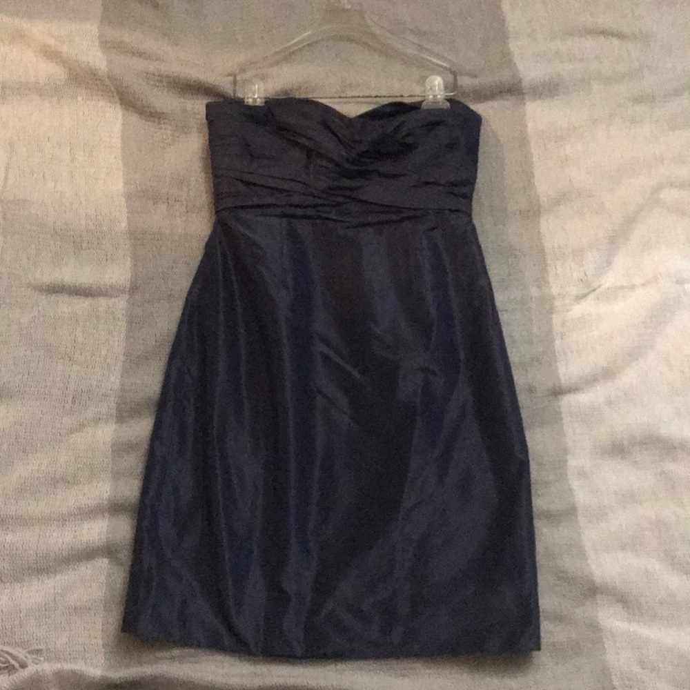 Navy strapless dress